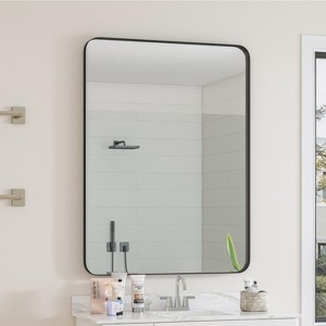 CAVINAS Rectangle Bathroom Mirror,Modern Metal Frame Vanity Mirror,Wall Mirror with Anti-Fog Coating,Bathroom and Living Room Decor,Black - 1 of 4