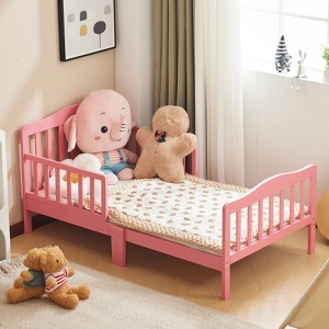 KTMBDW Classic Design Toddler Bed, Low To Floor Design, Two Side Safety rails, Non-Toxic Finishes, Wooden Nursery Furniture - 1 of 4