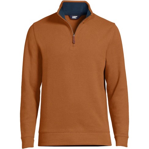 Lands' End Men's Bedford Rib Quarter Zip Sweater - 2X Large - Russet Brown