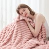 Aoibox Super Soft Pink Flannel Fleece Throw Blanket, Premium Silky 3D Ribbed Jacquard Lightweight for All Season Use - 3 of 4