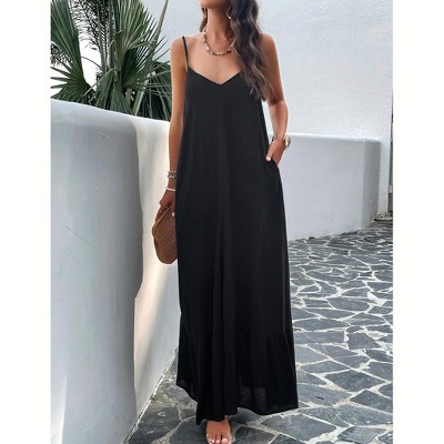 Elegant Solid Color Summer Dress For Women With Spaghetti Straps