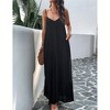 Women Summer Sundress V-Neck Sleeveless Spaghetti Strap Backless Maxi Long Beach Shirt Dress Travel Vacation Outfits - 3 of 4