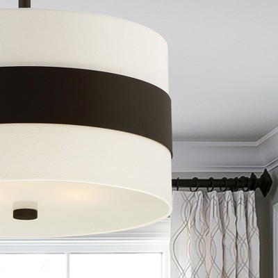 Mini Elegance Dark Bronze Crystal 3-Light Chandelier with Cream Silk Shade