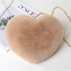 Boersma Plush Heart Shoulder Bag for Women – Soft Chain Crossbody Purse, Valentine's Day Party Clutch, Cute Furry Handbag Gift - 1 of 4