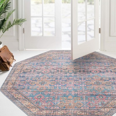 Unique Loom Nostalgia Bliss Border Washable Indoor Flatweave Woven Area Rug