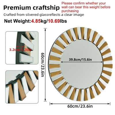 ARTLOGE 60cm/80cm Break Depression Round Beveled Mirror Wall-Mounted Bathroom Vanity Mirror