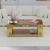 Dolonm Luxury Gold Coffee Table: 43.3" Rectangular 8mm Tempered Glass, 300lbs Stainless Steel Legs, Adjustable Feet - Modern Living Room - 2 of 4