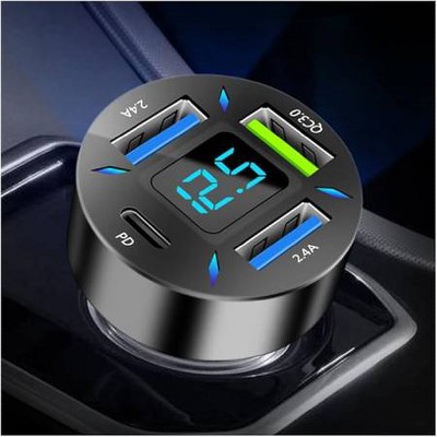 TruAIR Fast Car Charger with Voltmeter