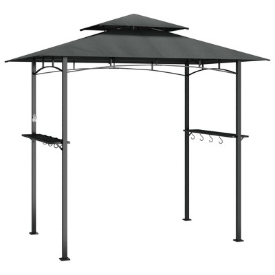 Anthracite Steel BBQ Gazebo with Side Shelves and Durable Roof