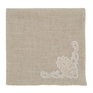Saro Lifestyle Embroidered Napkin, 20" Square, Natural (Set of 4) - 1 of 4