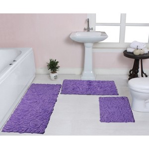 Modesto Bath Rug Bathroom Rugs Set, Washable Rug, Extra Soft and Absorbent bath Rug, Bath Mat Set, Non-Slip, 3 Pcs Set with Runner, Purple - 1 of 4