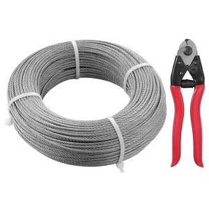 VEVOR T316 Deck Railing Cable, 1/8" Stainless Steel Wire Rope 300 ft with Cutter Kit, 7x7 Strands Construction Marine Aircraft Grade , Gray - 1 of 4