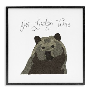 Stupell Industries Lodge Time Casual Cursive Bear Cabin Wildlife Framed Giclee Art, Black, 24" x 24" - 1 of 4