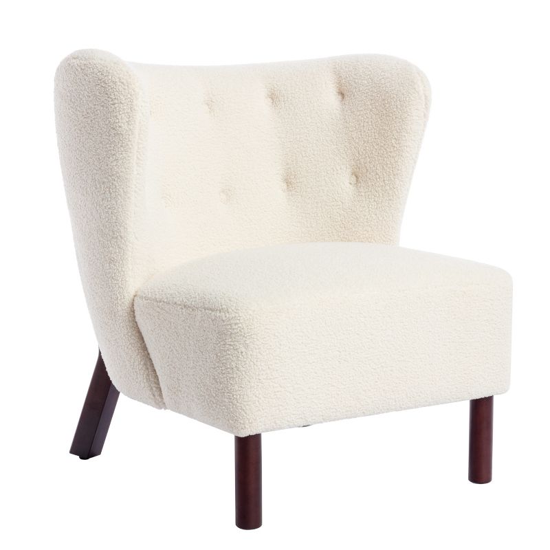 Upholstered Accent Chair, Wingback Armless Single Sofa Chair with Wooden Legs-ModernLuxe, 5 of 13