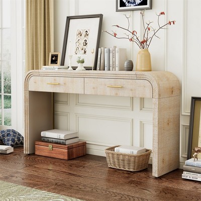 Console Table With 2 Drawers, Elegant Vintage Console Table, Sturdy Stable Entryway Sofa Table, Easy To Assemble For Living Room