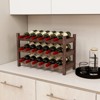 Tangkula 3 Tier 18 Bottle Wine Storage Cabinet Shelf Bamboo Wine Rack for Wine Lovers - 2 of 4