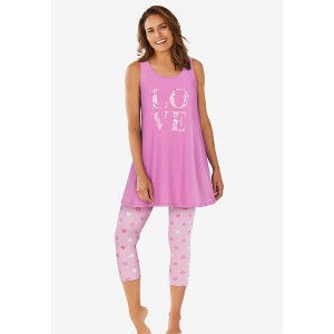 Dreams & Co. Scoopneck Tank & Capri Legging PJ Set - 1 of 4