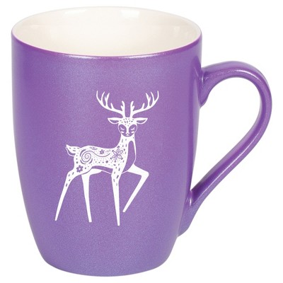 Elanze Designs 10 Ounce Metallic Finish New Bone China Tea Coffee Cup Mug� Passion Purple Graceful Forest Deer