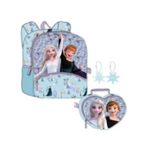 Frozen Anna & Elsa School 3PC Backpack, Insulated Detachable Lunch Bag & Keychain - 1 of 1