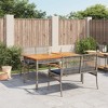 vidaXL Patio Dining Set 3 Piece with Cushions - Gray Poly Rattan, Acacia Wood Table, Outdoor Garden Backyard Furniture - 55.1"x31.5"x29.5" - 2 of 4