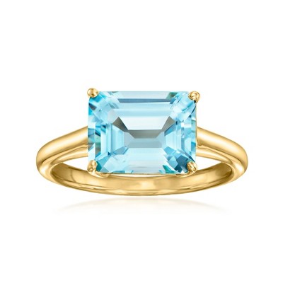 Ross-Simons 4.00 Carat Sky Blue Topaz East-West Ring in 18kt Gold Over Sterling