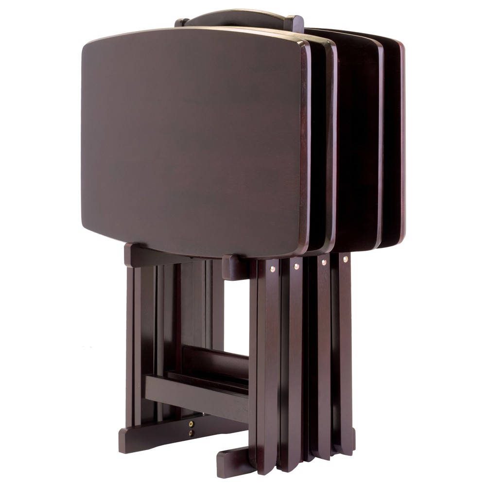 5pc Dylan Oversize Snack Table Set Espresso Brown - Winsome: Wood Construction, 25lb Capacity, Spot Clean