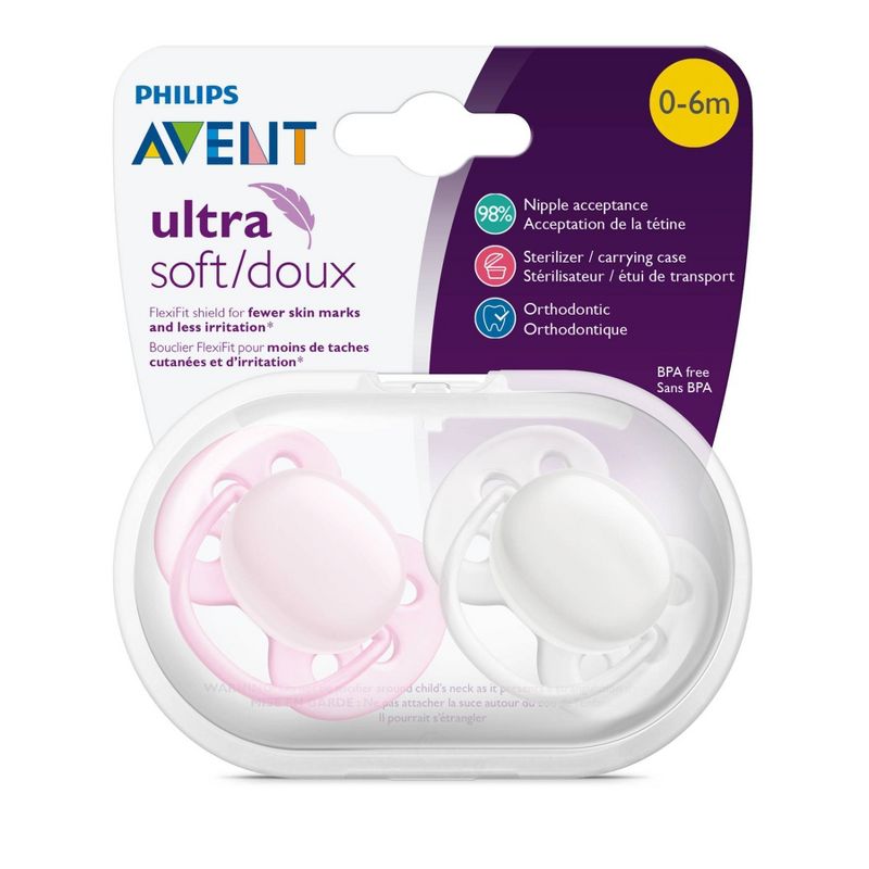 Philips Avent Ultra Soft Pacifier - Arctic White/Pink 4pk 0-6 Months, 4 of 7