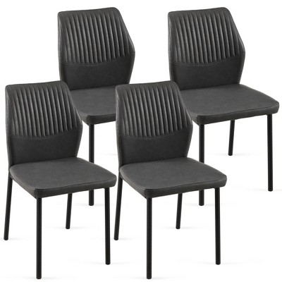 NicBex Dining Chair Set of 4 PU Leather Living Room Armless Chair with Metal Legs
