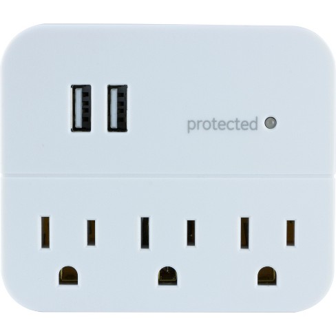 Ge 3 Outlet 2 Usb Port Surge Protector Tap 560 White : Target