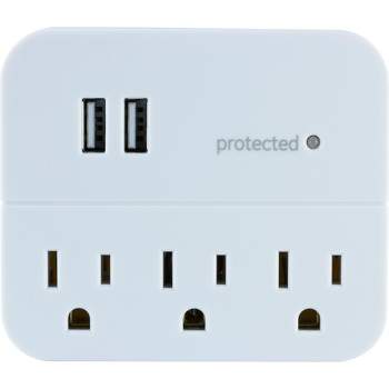 GE 3 Outlet 2 USB Port Surge Protector Tap 560 White