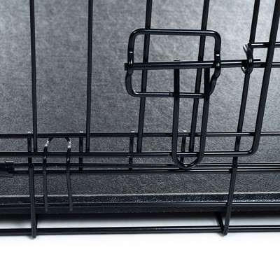 Large Black Double Door Folding Metal Dog Crate