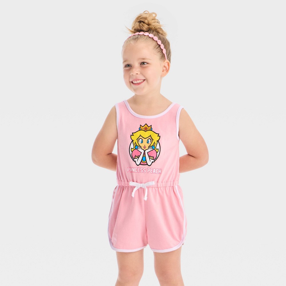 Toddler Girls' Nintendo Princess Peach Romper - Pink 4T