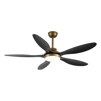 Parrot Uncle 52" Antique Brass Indoor Integrated LED Smart Ceiling Fan