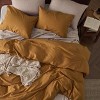 3 Pieces Linen Soft & Cozy Duvet Cover Linen Cotton Blend Bedding Set Tropical Plants Beige Color Cooling Bedding - 3 of 4