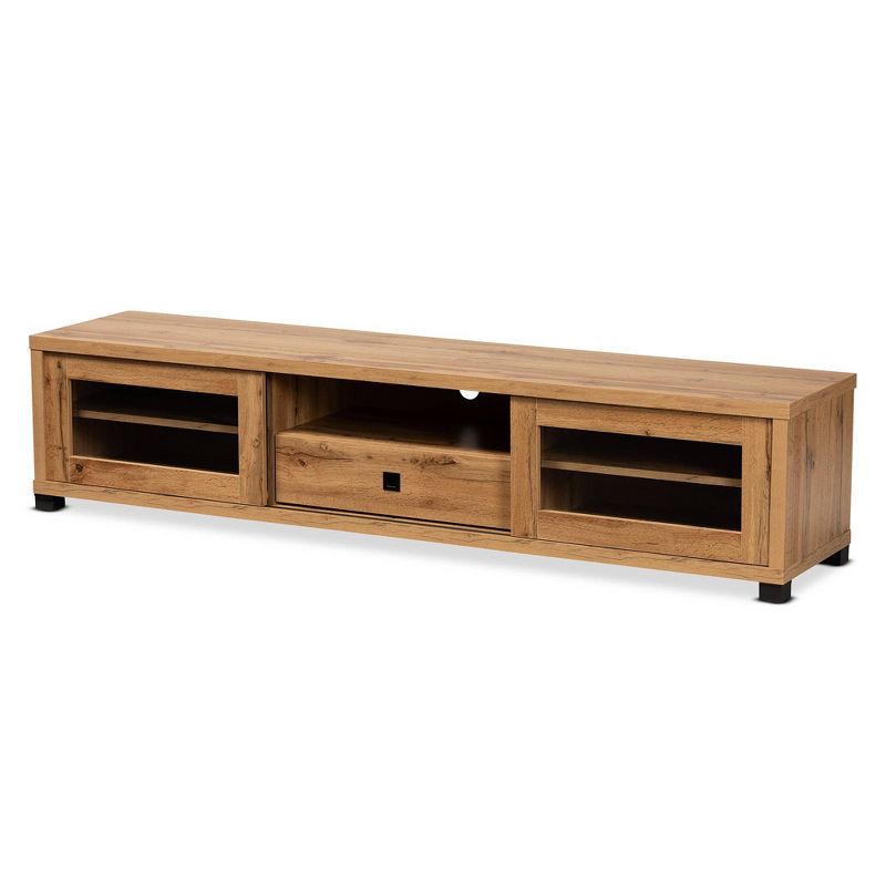 Beasley Wood 1 Drawer TV Stand for TVs up to 65&#34; Oak Brown/Black - Baxton Studio, 1 of 12