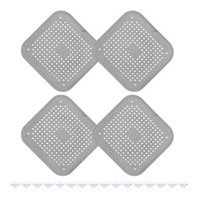 Unique Bargains Square Anti-Slip Kitchen with Suction Cups Drain Protector 4 Pcs