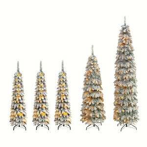 Versatile Snow Flocked Pre-Lit Christmas Tree - 1 of 4