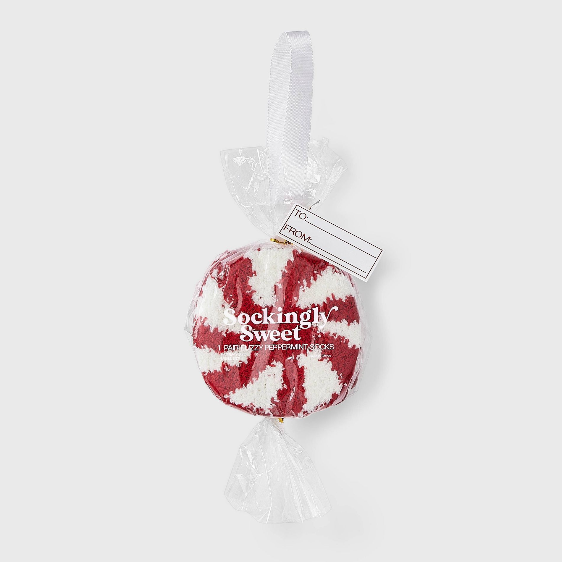 Women's Peppermint Christmas Cozy Crew Socks - Red/White 4-10