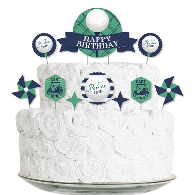 Big Dot of Happiness Par-Tee Time - Golf - Birthday Party Cake Decorating Kit - Happy Birthday Cake Topper Set - 11 Pieces