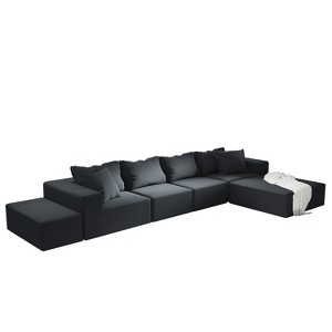 TiramisuBest 132" Modular L-Shaped Upholstered Sectional Sofa Set w/ 6 Pillows & Free Combination for Living Room & Bedroom,Green - 1 of 4
