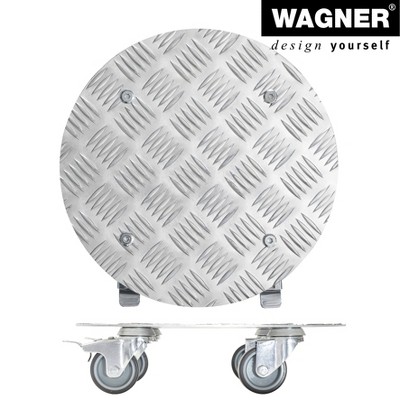11.8" Silver Round Diamond-Plated Aluminum Plant Caddy with Locking Casters