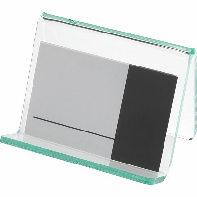 Lorell Business Card Holder 3-1/4"x3"x2-5/8" Clear/Green 80657