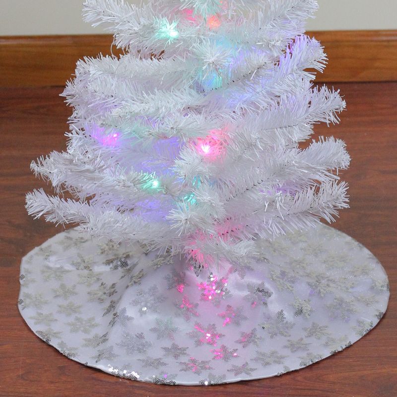 Northlight 20" White and Silver Sequin Snowflake Mini Christmas Tree Skirt, 2 of 4