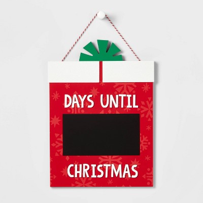 18.5" Wood Present 'Days Until Christmas' Hanging Countdown Sign Red - Wondershop™