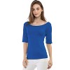 INSPIRE CHIC Women's Half Sleeves Scoop Neck Fitted Layering Soft T-Shirt - 2 of 4