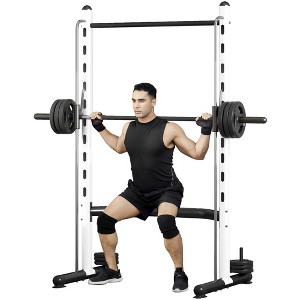Soozier Adjustable Squat Rack with Pull Up Bar and Barbell Bar, Multi-Function Bench Press Weight Lifting Equipment - 1 of 4