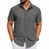 COOFANDY Men's Short Sleeve Button Down Shirt Casual Untucked Dress Shirt Stretch Denim Shirt - 4 of 4