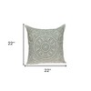 HomeRoots 22" Beige and Green Damask Linen Blend Throw Pillow with Embroidery and Applique - 3 of 4
