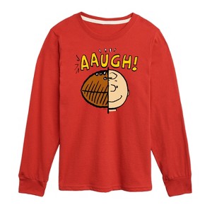 Boys' - Peanuts - Charlie Brown Half Football Head Long Sleeve Graphic T-Shirt - 1 of 4