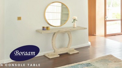 Barnwood Sandblast Pine Wood Rectangular Console Table